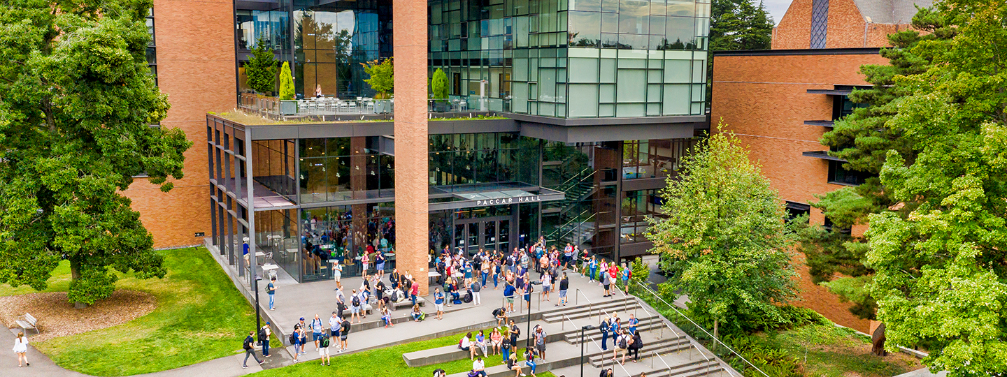 Students outside Paccar Hall